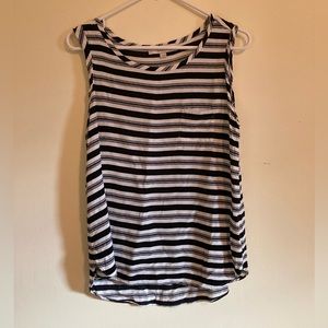 LOFT Black & White Striped Tank Top